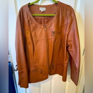 Faux leather carmel coat